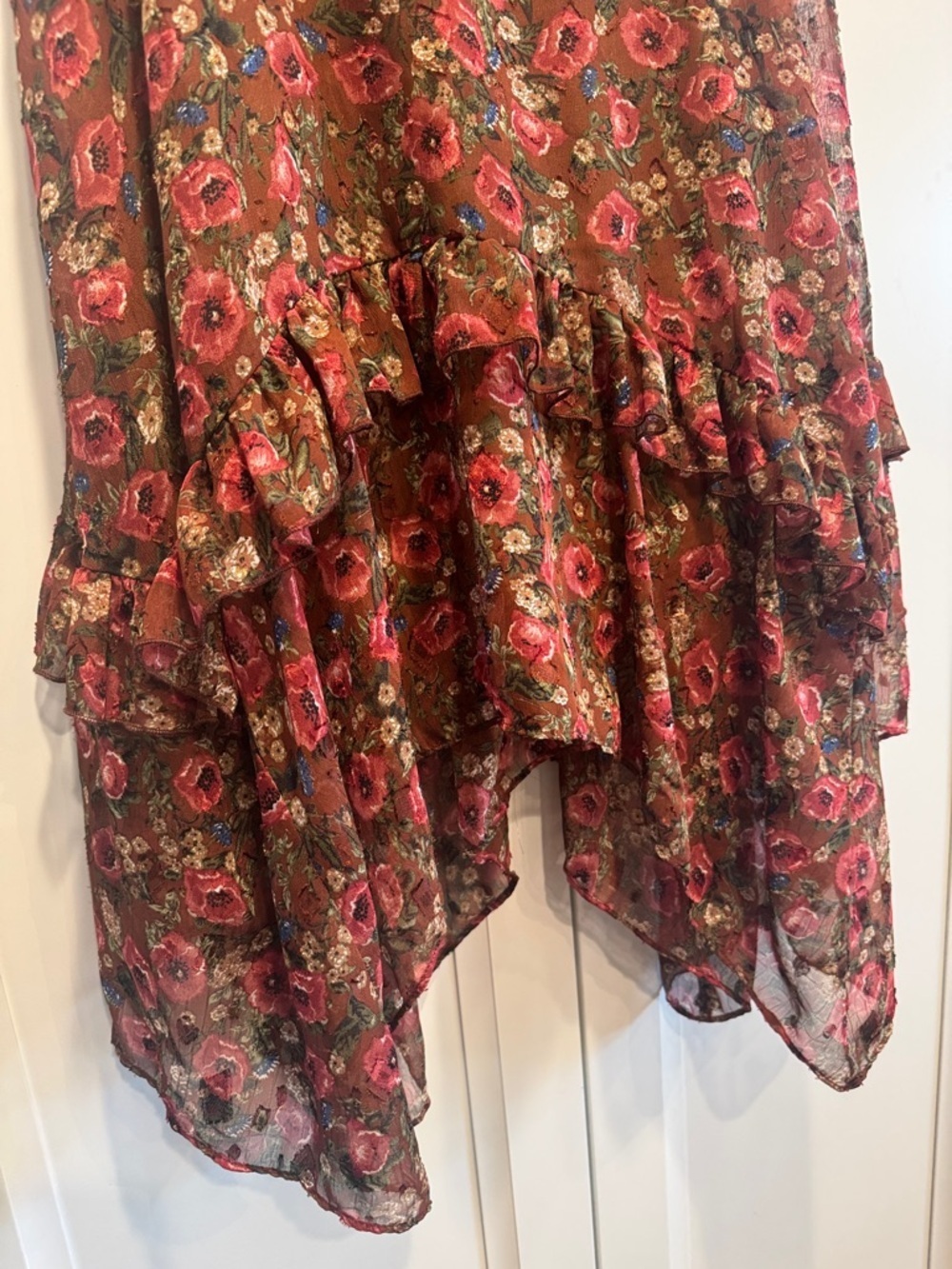 Mia Joy Floral Handkerchief Hem Boho Skirt - Picture 3 of 7